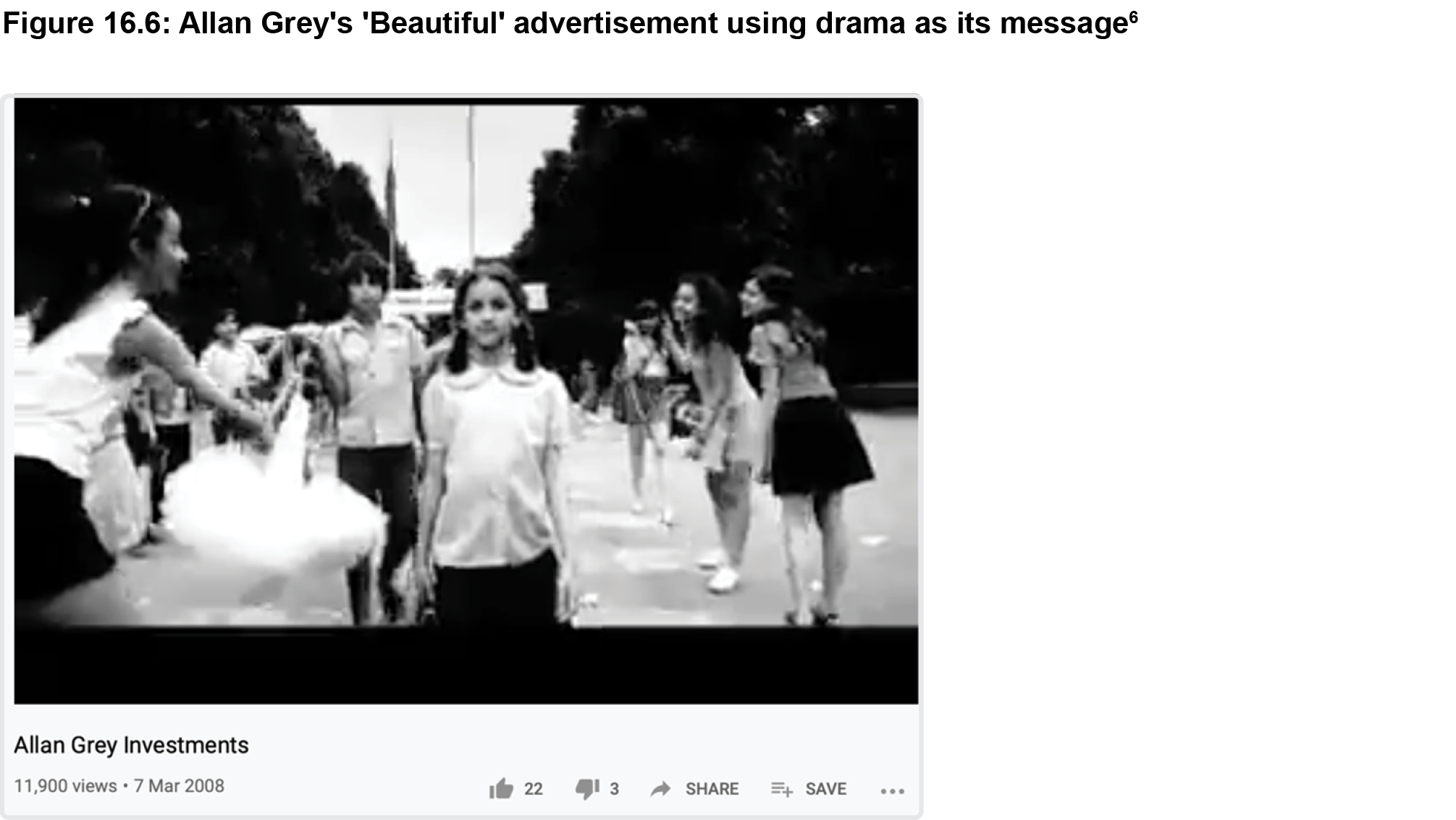 Figure 16.6: Allan Grey's 'Beautiful' advertisement using drama as its message