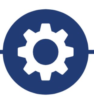 cog within dark blue circle