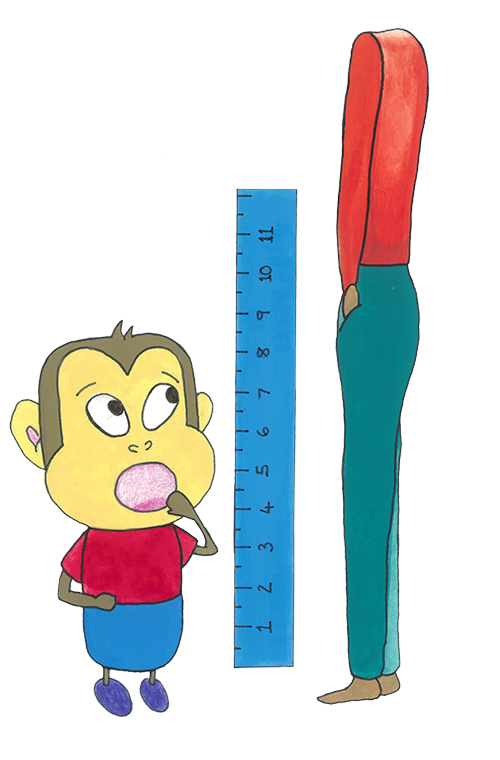 Illustration showing very short and very tall people