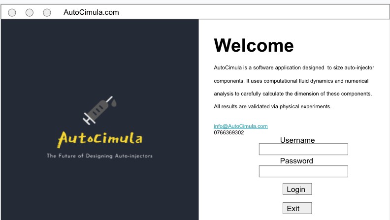 Figure 3: Authentication page of the developed software.