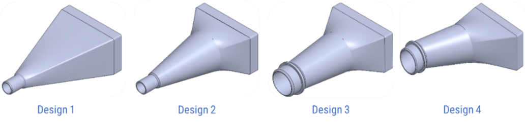 Figure 3: Fan outlet design iterations