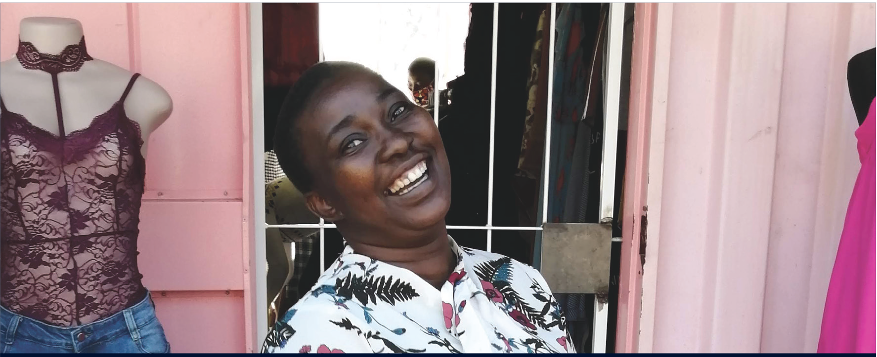 Nosiphiwo Kutu - outside her shop, Lerano Clothing
