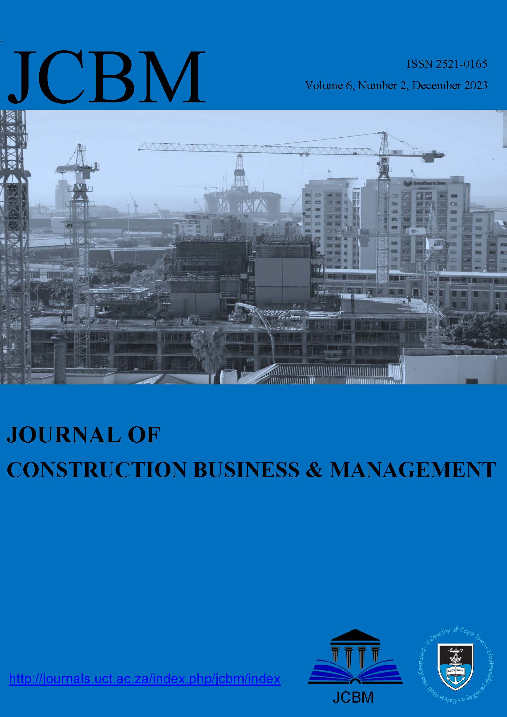 Cover page of the Journal of Construction Business and Management, Volume 6, Issue 2, December 2023